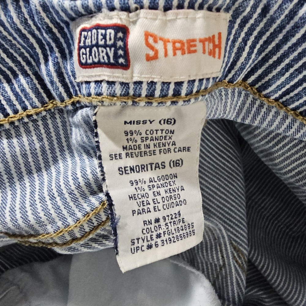 Vintage Y2K Railroad Hickory Stripe Faded Glory Stretch Capri Pants Missy Sz 16 - Picture 11 of 13
